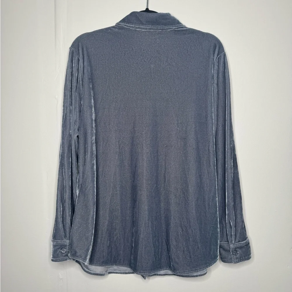 Soft Surroundings velvet boyfriend tunic shirt womens M Forest whimsigoth boho